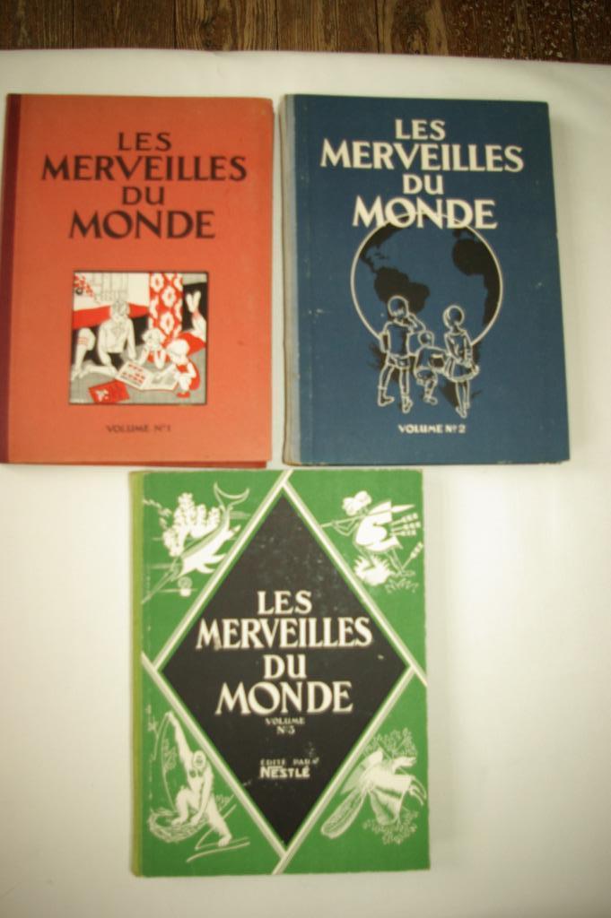 Albums chromos Les Merveilles du monde Tomes 1-2-3, Ophalen of Verzenden, Gelezen, Plaatjesalbum