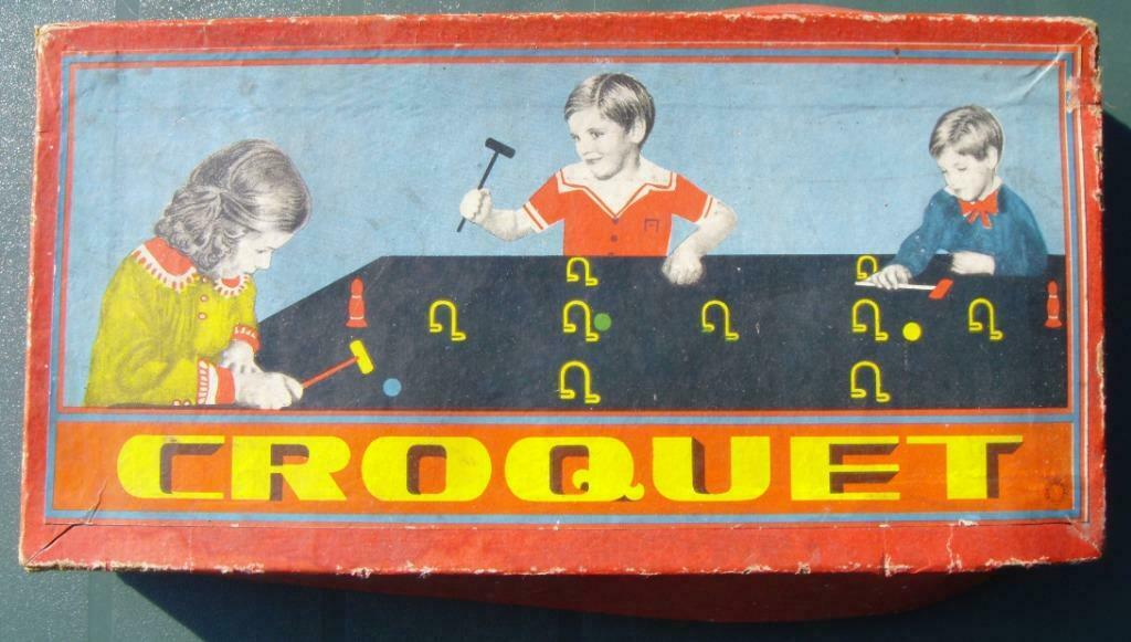 Jeu de Croquet vintage: 4 maillets + boules bois + piquets, Ophalen of Verzenden, Gebruikt, Overige typen