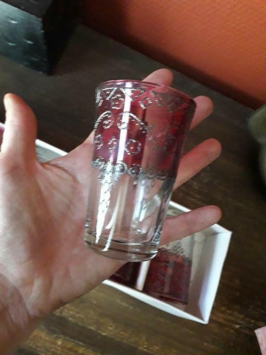 6 nieuwe marokkaanse theeglaasjes / la main de Fatima, Ophalen, Nieuw, Glas, Glas of Glazen
