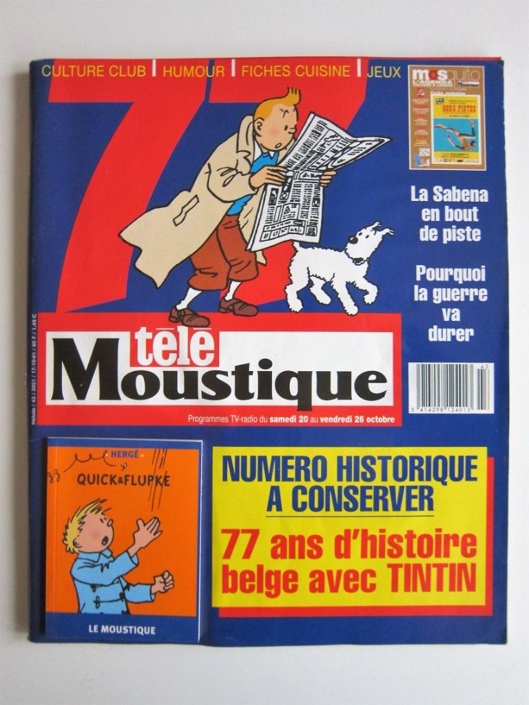 Moustique spécial Tintin + livre Quick et Flupke (2001) TBE, Neuf, Enlèvement ou Envoi, Une BD, Hergé