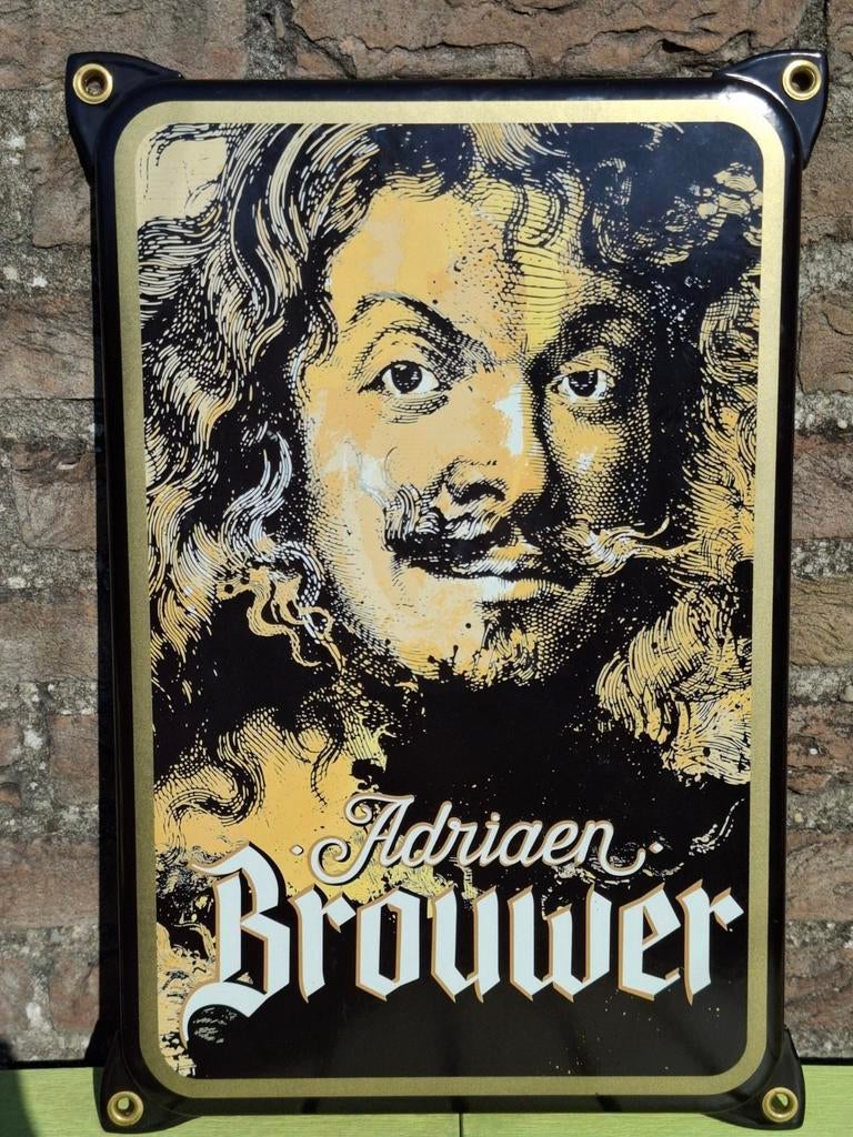 Plaque émaillée Adriaen Brouwer, Collections, Marques de bière, Neuf, Panneau, Plaque ou Plaquette publicitaire, Autres marques
