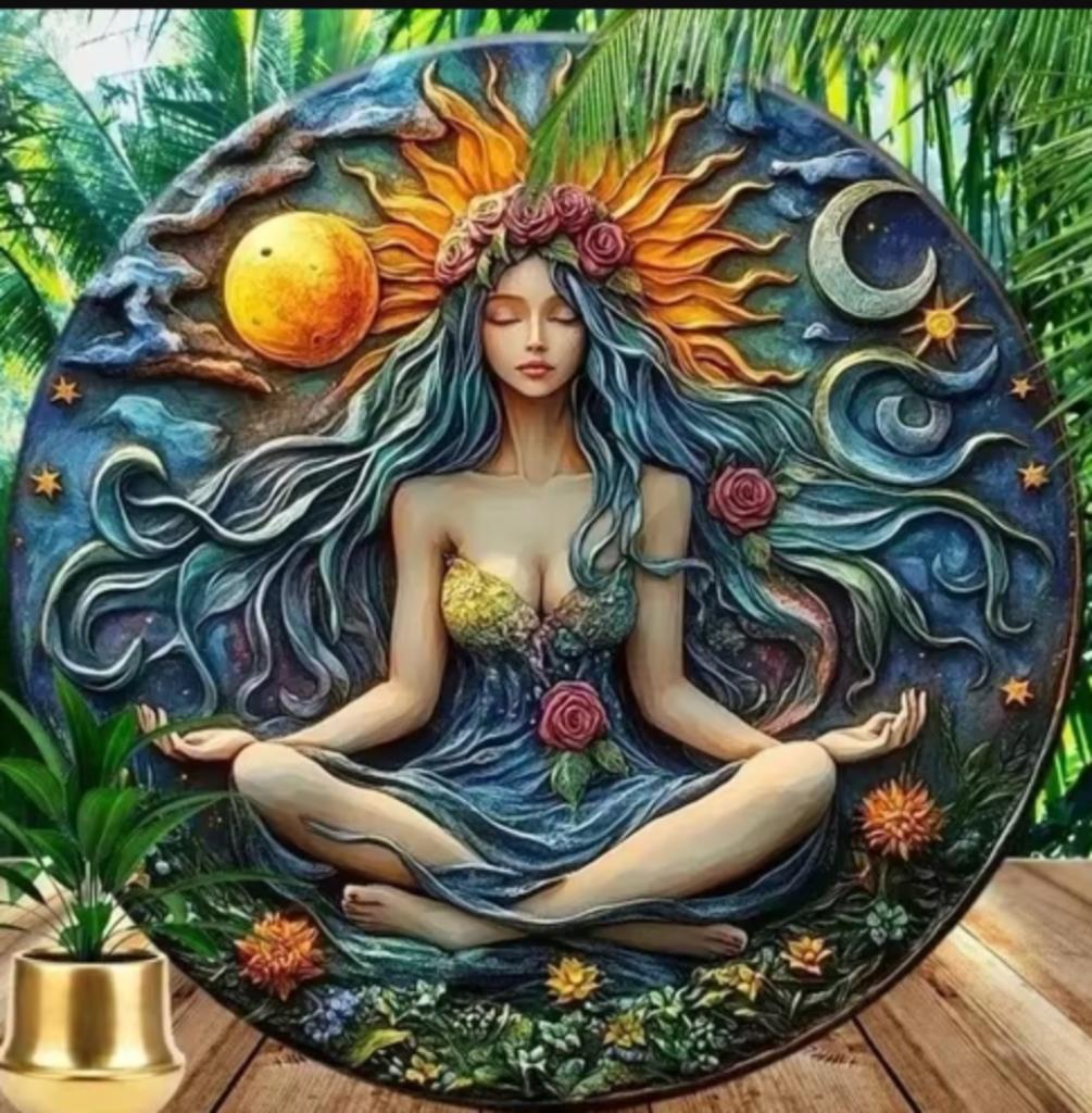 Vintage rond metalen bord Meditatie Spiritueel (20cm), Ophalen of Verzenden, Nieuw