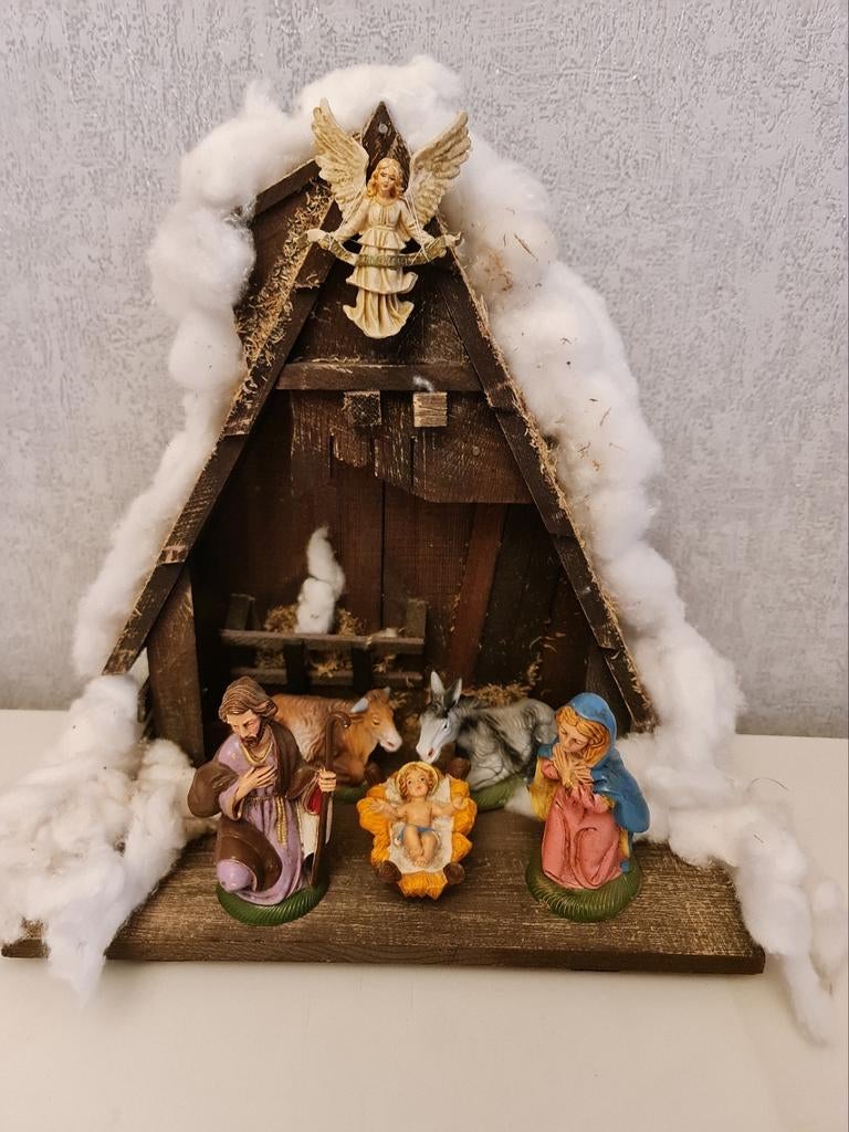 Vintage Kerststal met figuren, Diversen, Ophalen of Verzenden, Zo goed als nieuw
