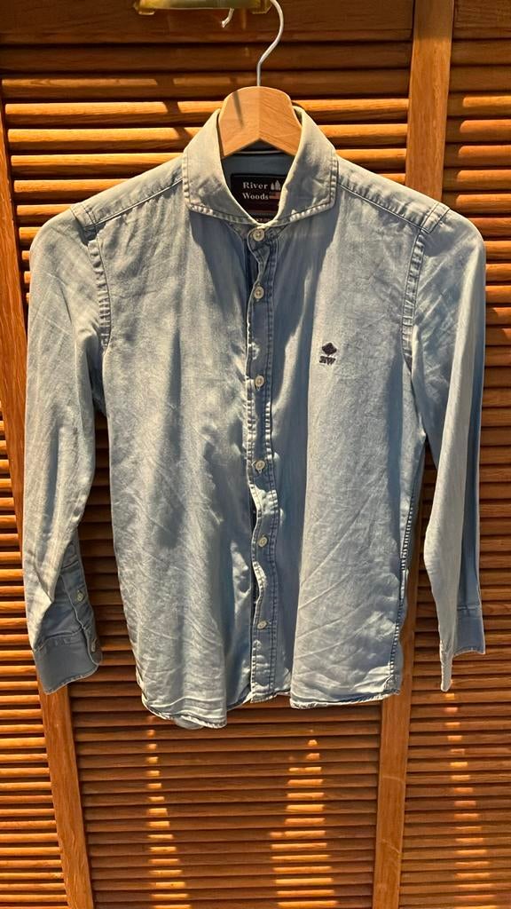 River woods jeans hemd maat 140, River woods, Overhemd of Blouse, Ophalen of Verzenden, Zo goed als nieuw