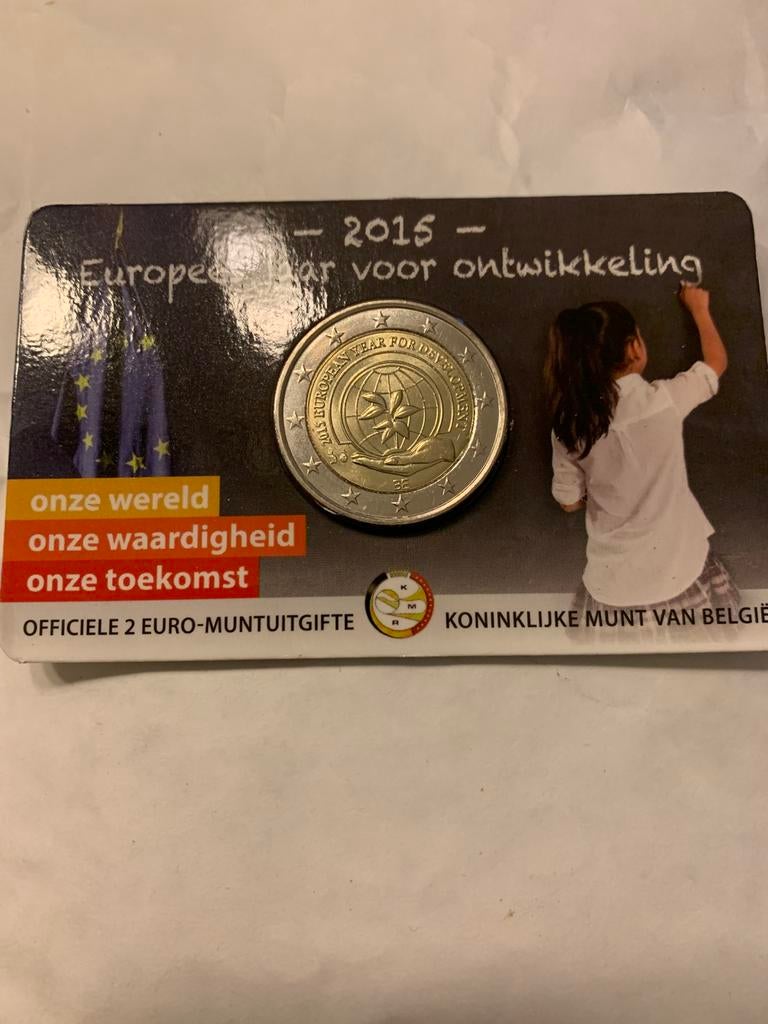 2euro coincard 2015 europees jaar van ontwikkeling, Ophalen of Verzenden, België, 2 euro, Losse munt