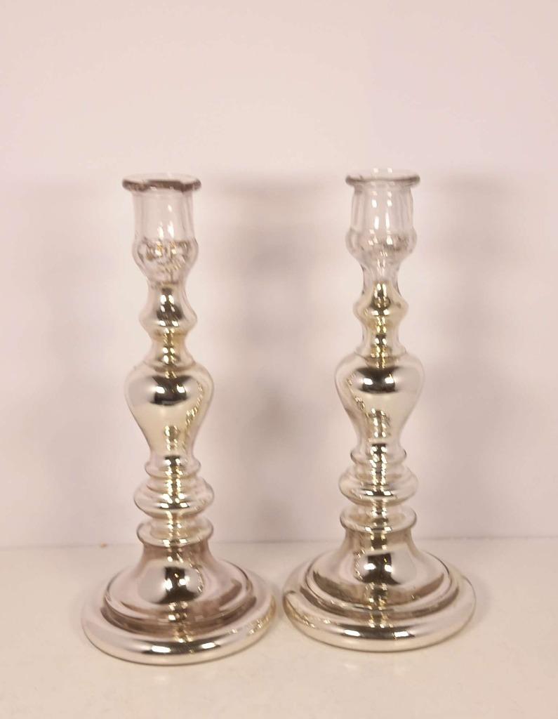Bougeoir en verre églomisé, Antiek en Kunst, Ophalen of Verzenden, Zilver