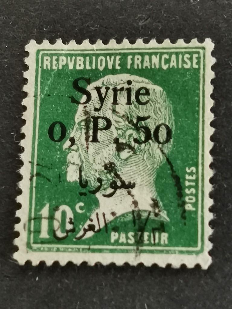 Syrie Frans Mandaat 1924 - Louis Pasteur met opdruk, Ophalen of Verzenden, Gestempeld, Midden-Oosten