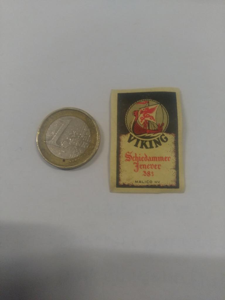 Luciferetiket Viking Schiedam Jenever, Verzamelen, Ophalen of Verzenden, Gebruikt, Overige typen