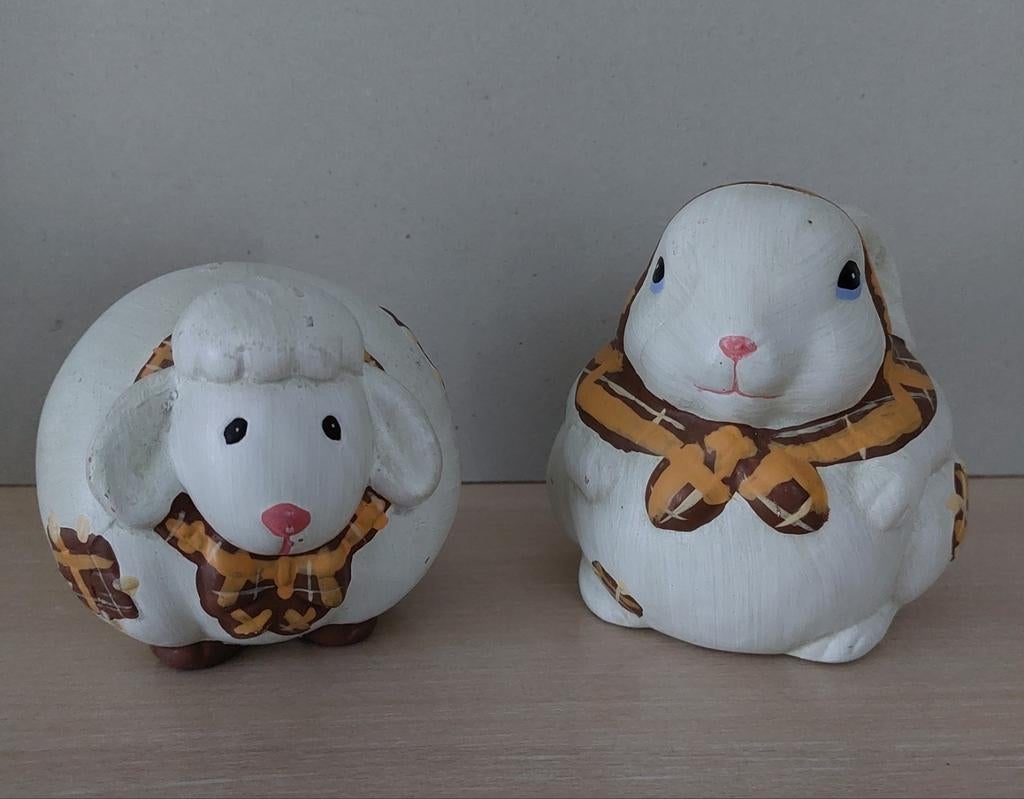 Paasfiguren wit konijn en schaap Pasen beeldjes, Diversen, Ophalen of Verzenden, Zo goed als nieuw