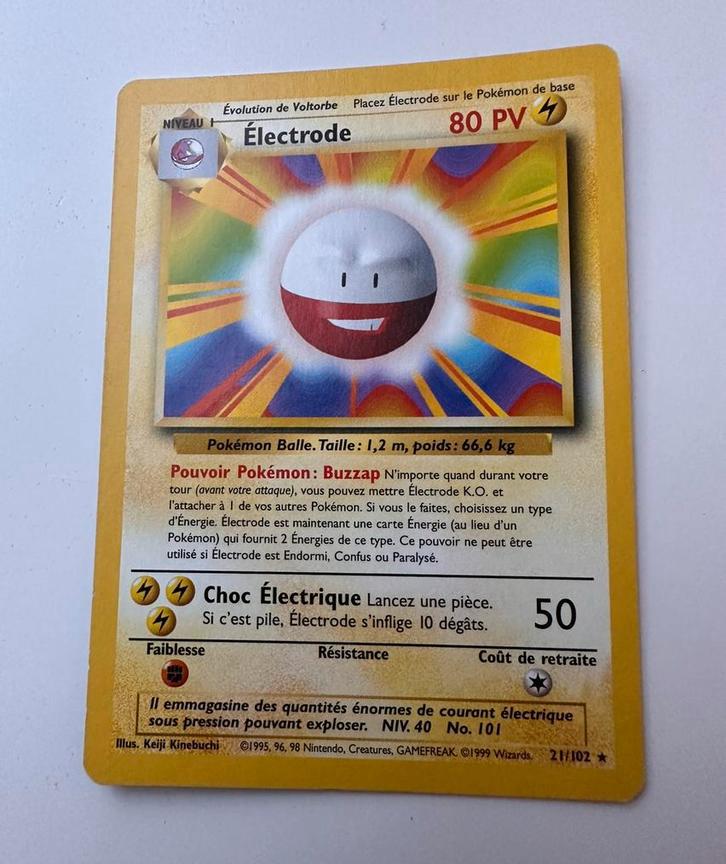 1999 Pokemon FRENCH Unlimited Base Set Électrode-21/102, Enlèvement, Neuf, Cartes en vrac