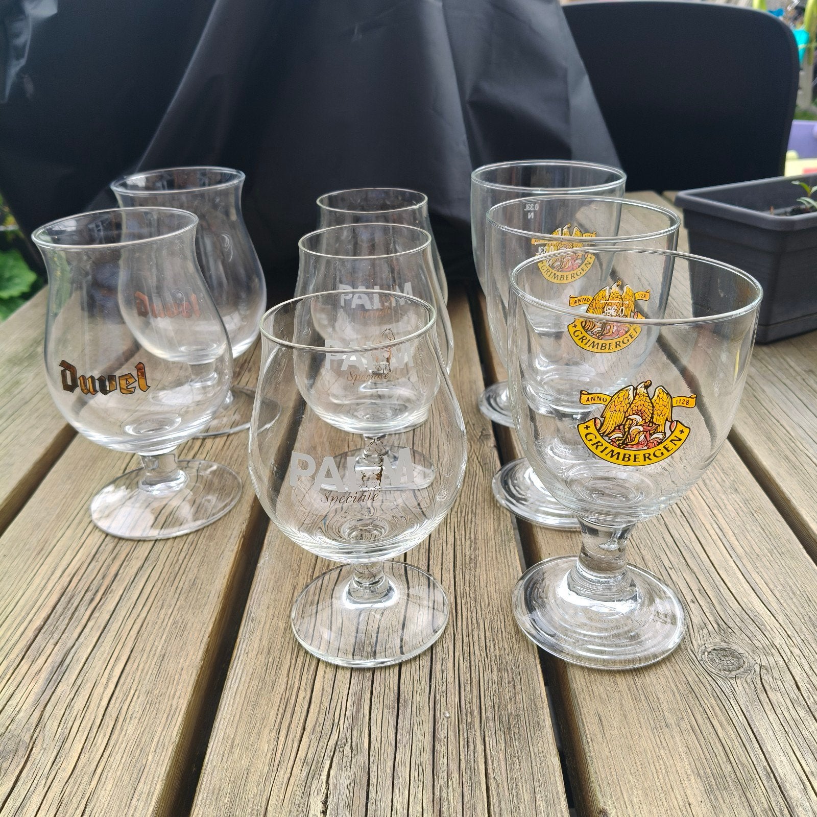 2 Duvel, 3 speciale palm, 3 Grimbergen glazen, Verzamelen, Ophalen, Zo goed als nieuw, Bierglas