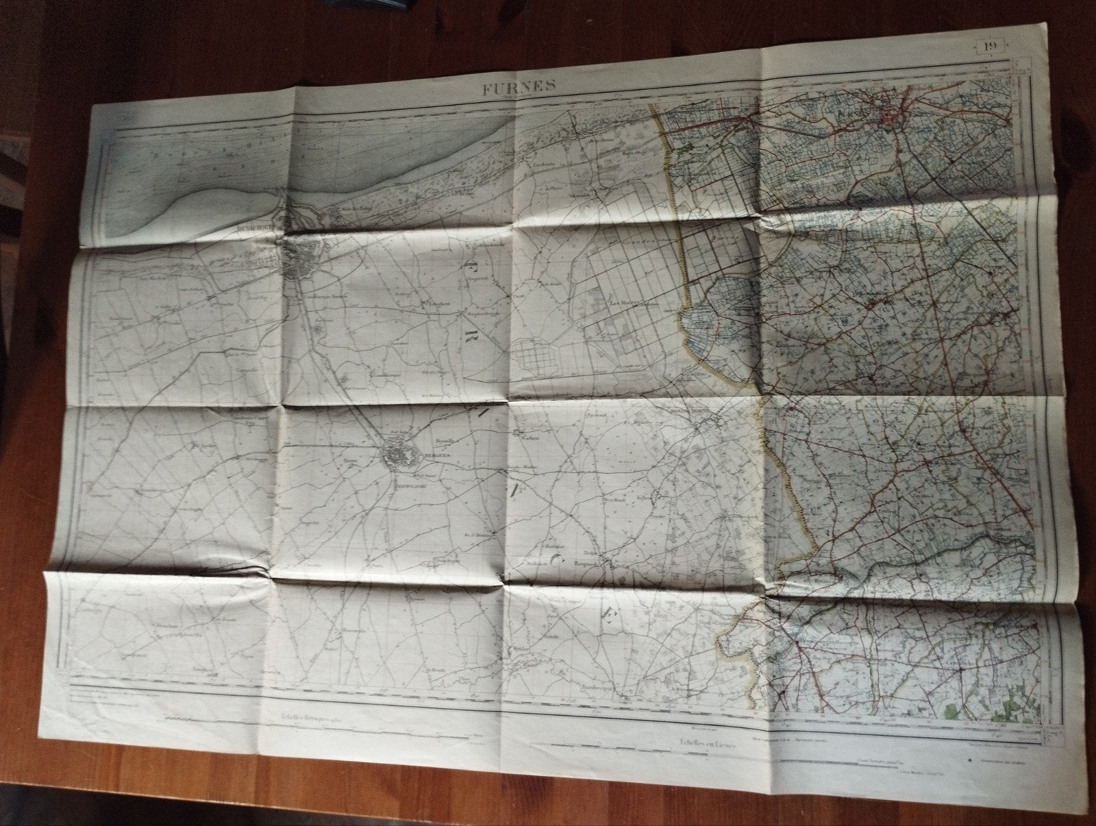 Grande carte d'état-major Furnes Dunkerque Bergues 1921, Livres, Atlas & Cartes géographiques