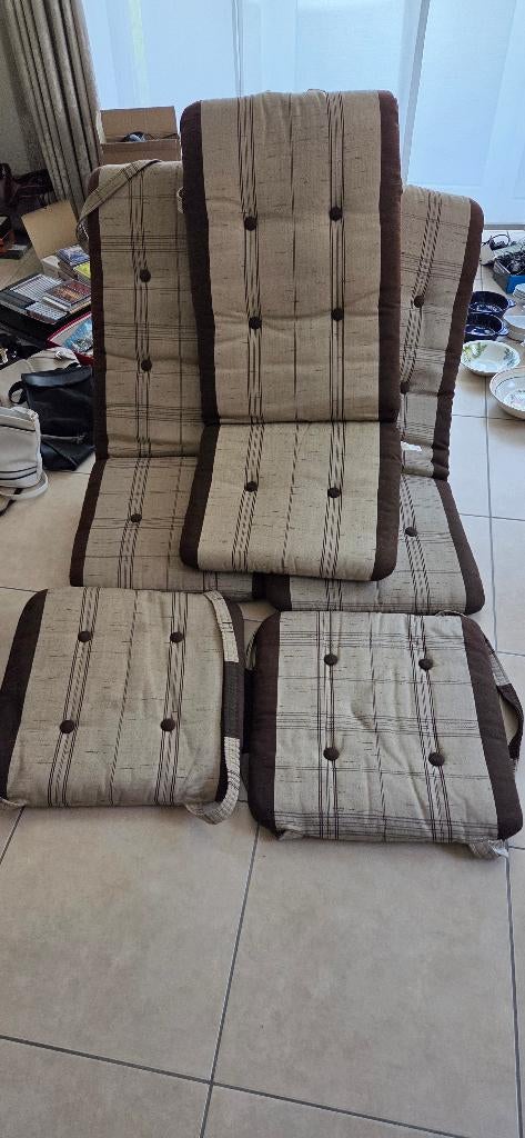 4 Coussins de fauteuils de jardin + 2 coussins palette, Jardin & Terrasse, Accessoires mobilier de jardin, Comme neuf, Enlèvement