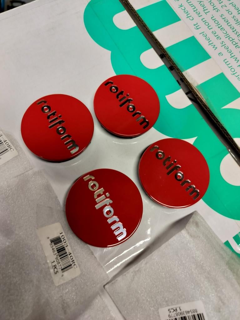 Rotiform CENTERCAPS rood met chroom., Auto-onderdelen, Banden en Velgen, Ophalen, Nieuw, Velg(en), Overige