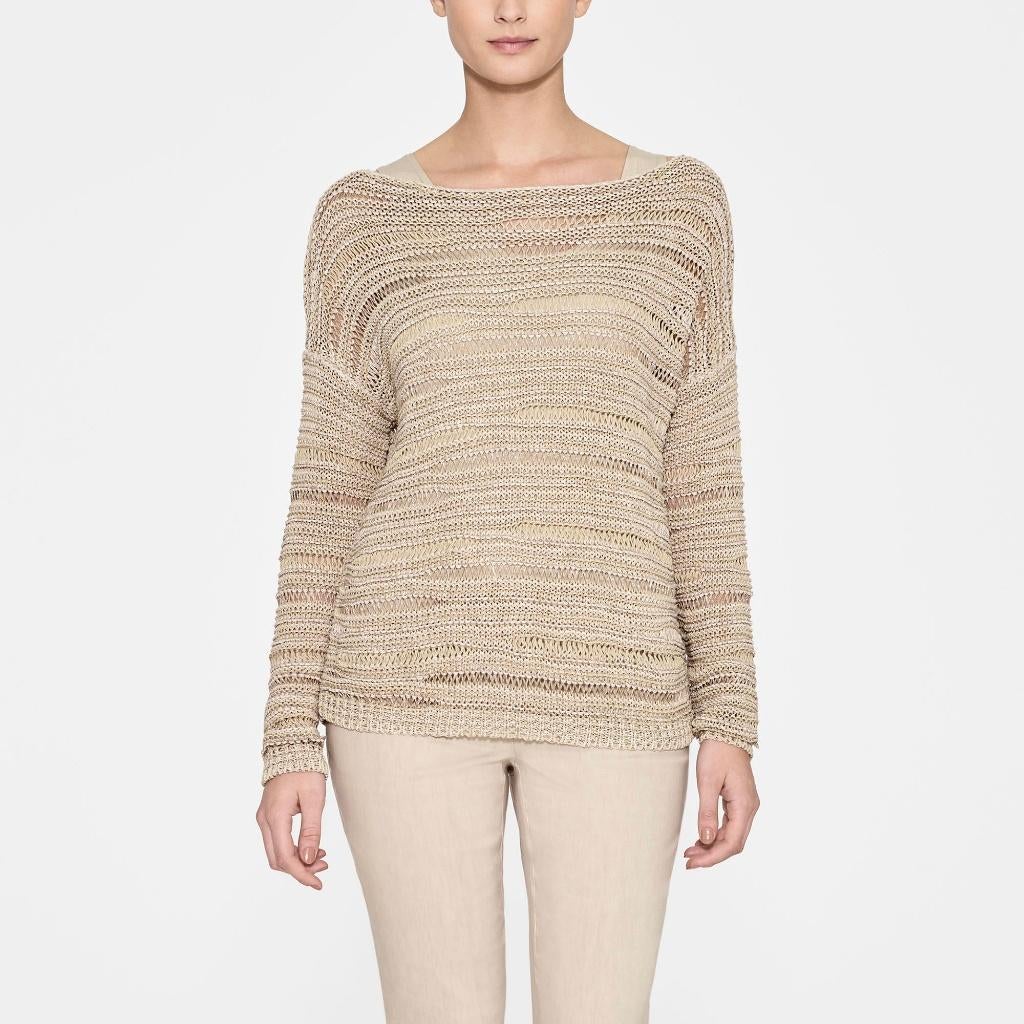 Sarah Pacini beige ruimvallende trui met gouddraad als nieuw, Sarah pacini, Ophalen of Verzenden, Zo goed als nieuw, Beige