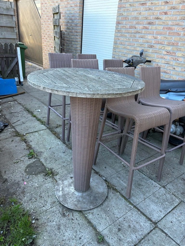 Tuin tafels en stoelen, Tuin en Terras, Ophalen, Gebruikt, Rond, Overige materialen