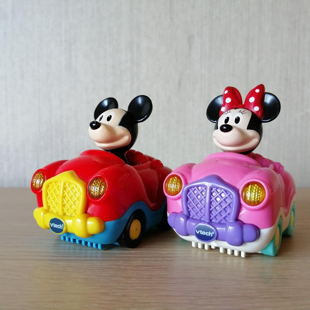 2 autootjes VTech Mickey en Minnie Mousse, Enlèvement ou Envoi, Comme neuf