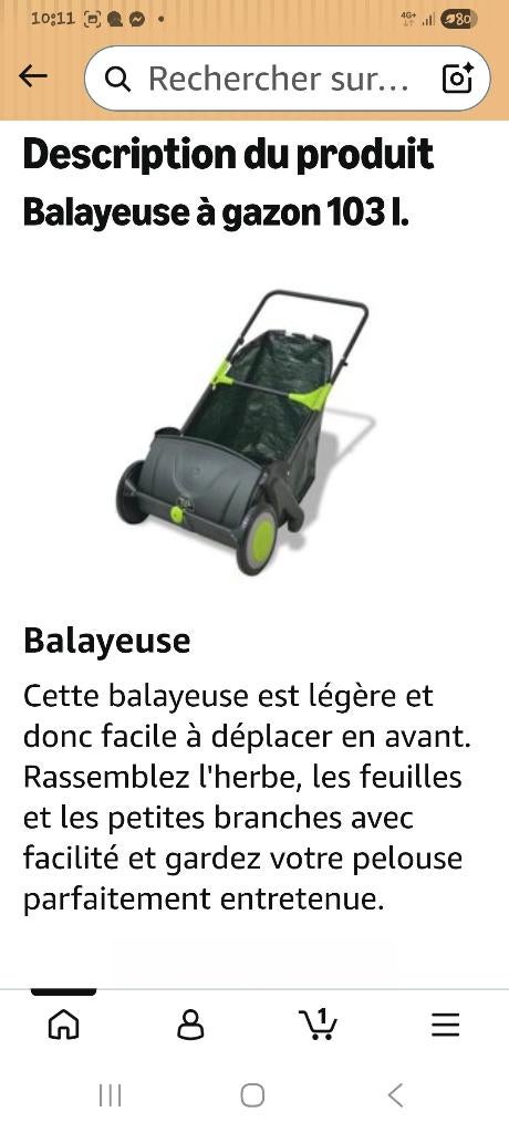 Balayeuse de gazon 103 l, Enlèvement, Comme neuf