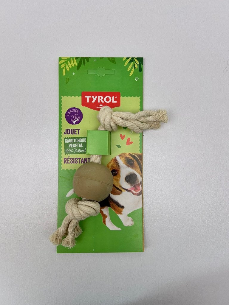 Bal met touw - 20 cm - Natuurlijk rubber, Animaux & Accessoires, Jouets pour chiens, Enlèvement ou Envoi, Comme neuf, Jouet à mâcher