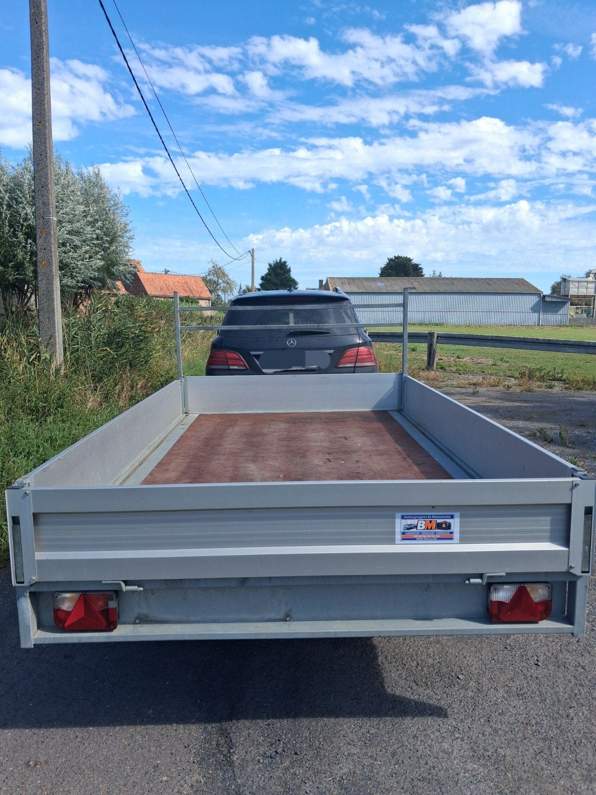 Aanhangwagen plateau 750kg – 3m08 x 1m84 – zeer goede staat!, Ophalen, Zo goed als nieuw