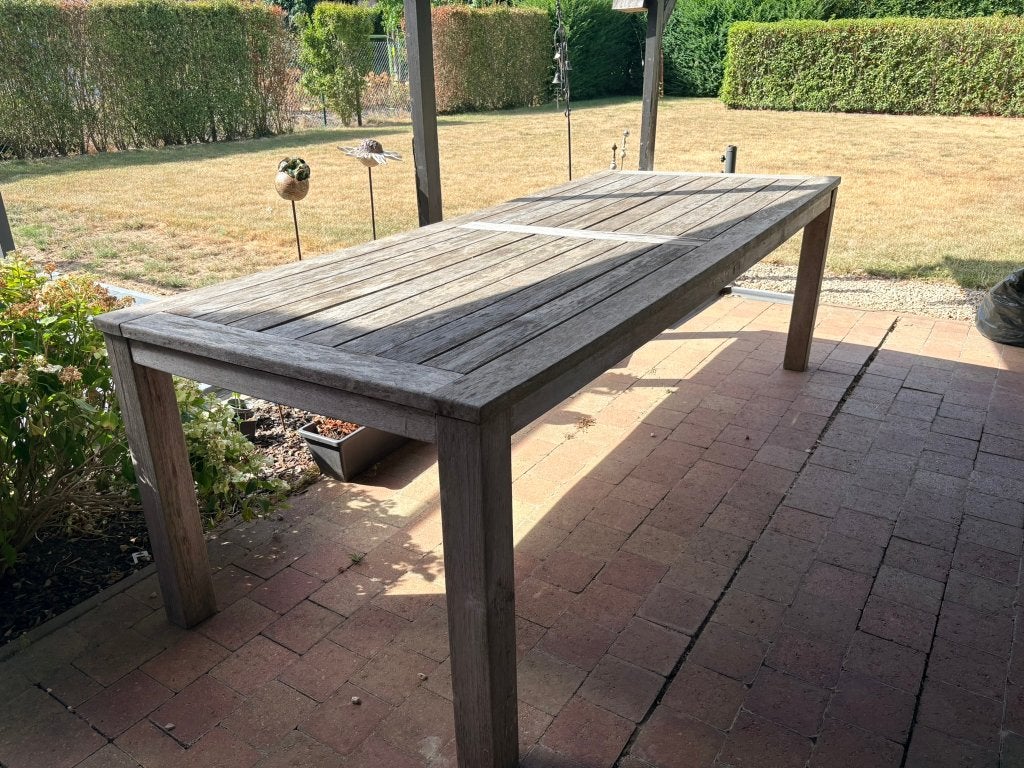 tuintafel met 6 stoelen (teakhout), Enlèvement, Utilisé, Rectangulaire, Bois de teck