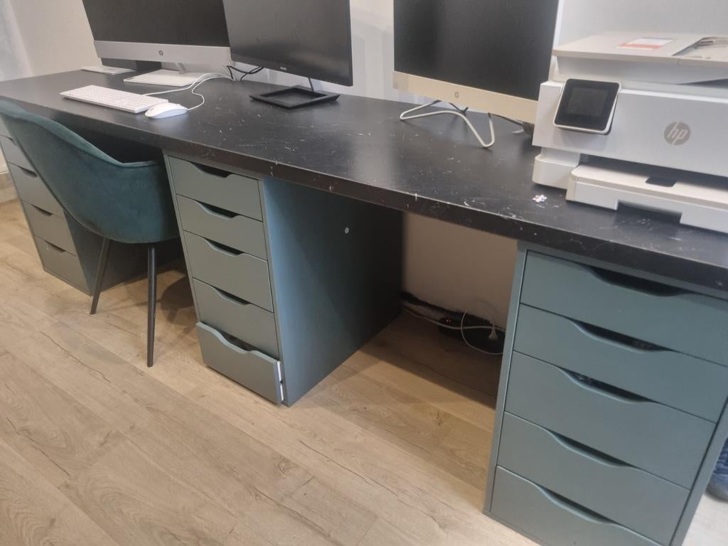 3 ladeblokken (Ikea/Alex) + werkblad, Huis en Inrichting, Bureaus, Ophalen