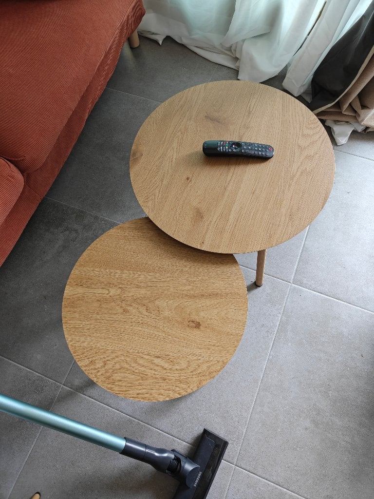 JYSK twee ronde salontafels, Ophalen, Minder dan 50 cm, Minder dan 50 cm, Zo goed als nieuw