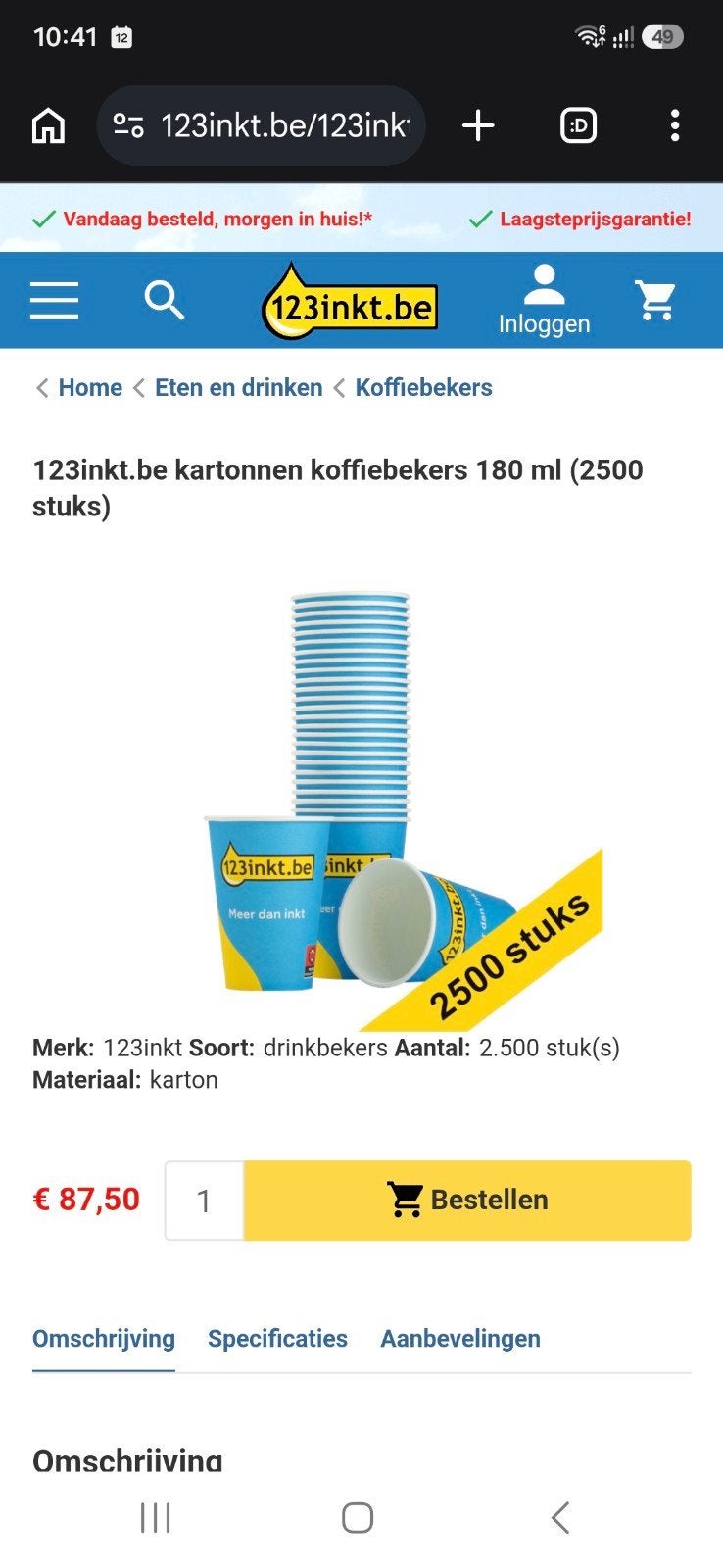 Koffiebekers 2500st, Enlèvement, Neuf