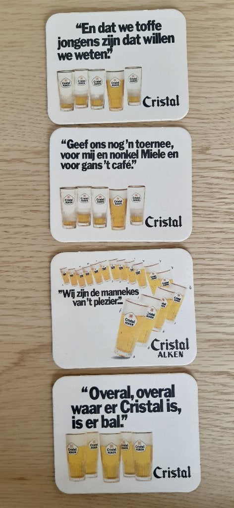 BIERmerk - Cristal bierpinten + tekst refrein op keerzijde, Verzamelen, Ophalen of Verzenden, Zo goed als nieuw, Viltje(s)