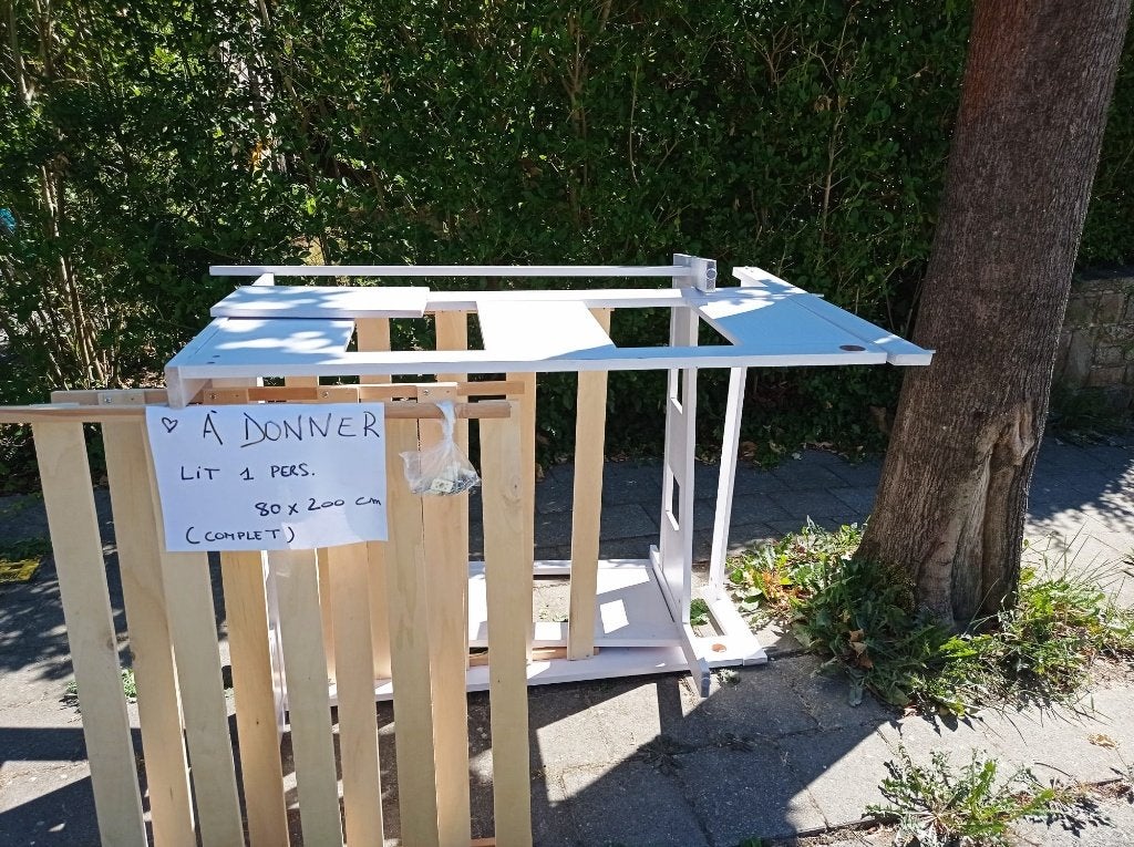 Volledig bed om 80/200 te geven, Huis en Inrichting, Ophalen, Gebruikt, Eenpersoons, Wit