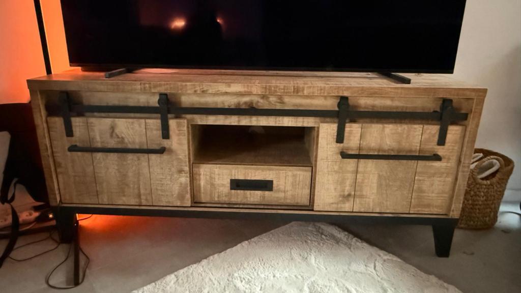 Meuble TV en bois de manguier, Maison & Meubles, 25 à 50 cm, Industrieel landelijk, Moins de 100 cm, 150 à 200 cm