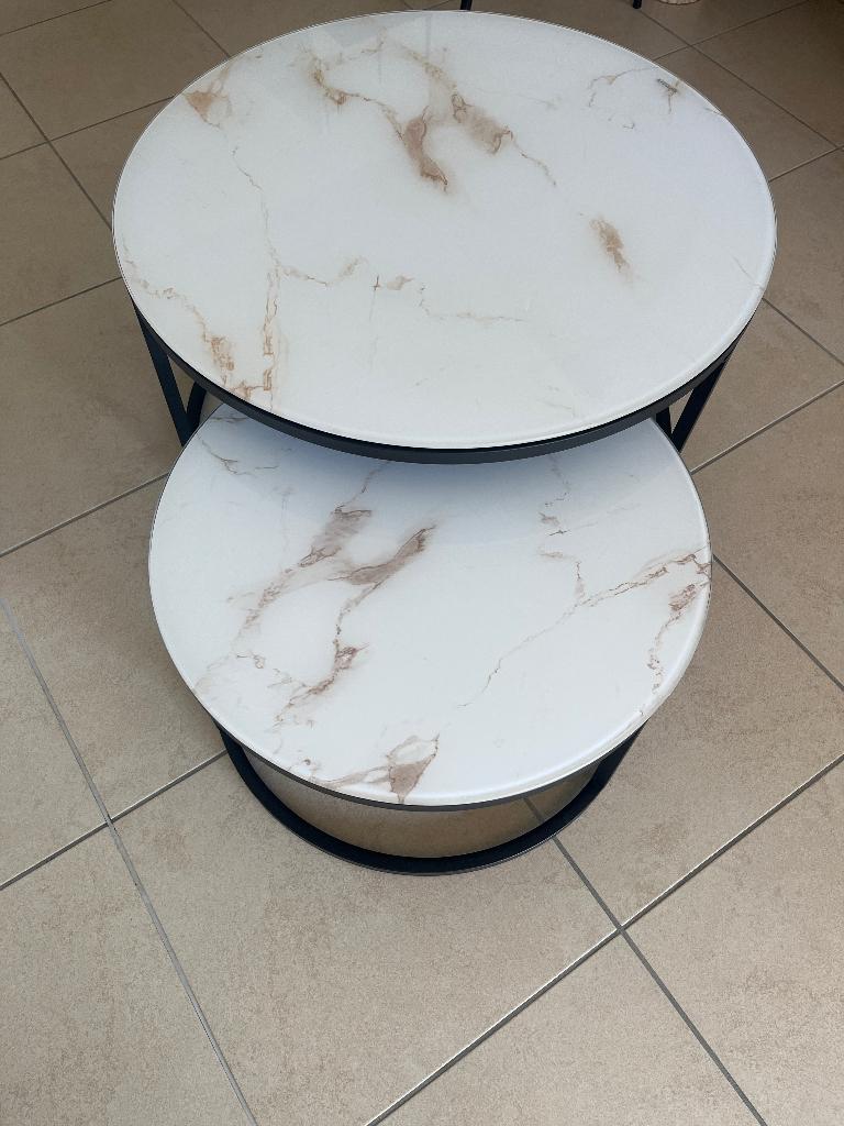 Table basse de salon double, Enlèvement, Neuf, Rond, Verre