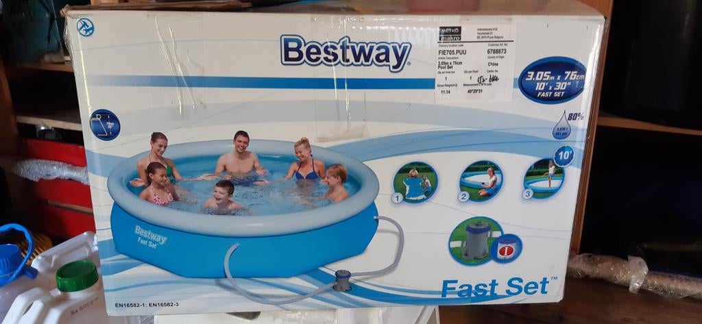 Bestway zwembad met toebehoren, Tuin en Terras, Ophalen