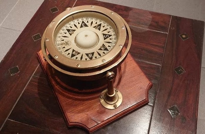 Authentique boussole maritime en cuivre/laiton, Enlèvement, Cuivre