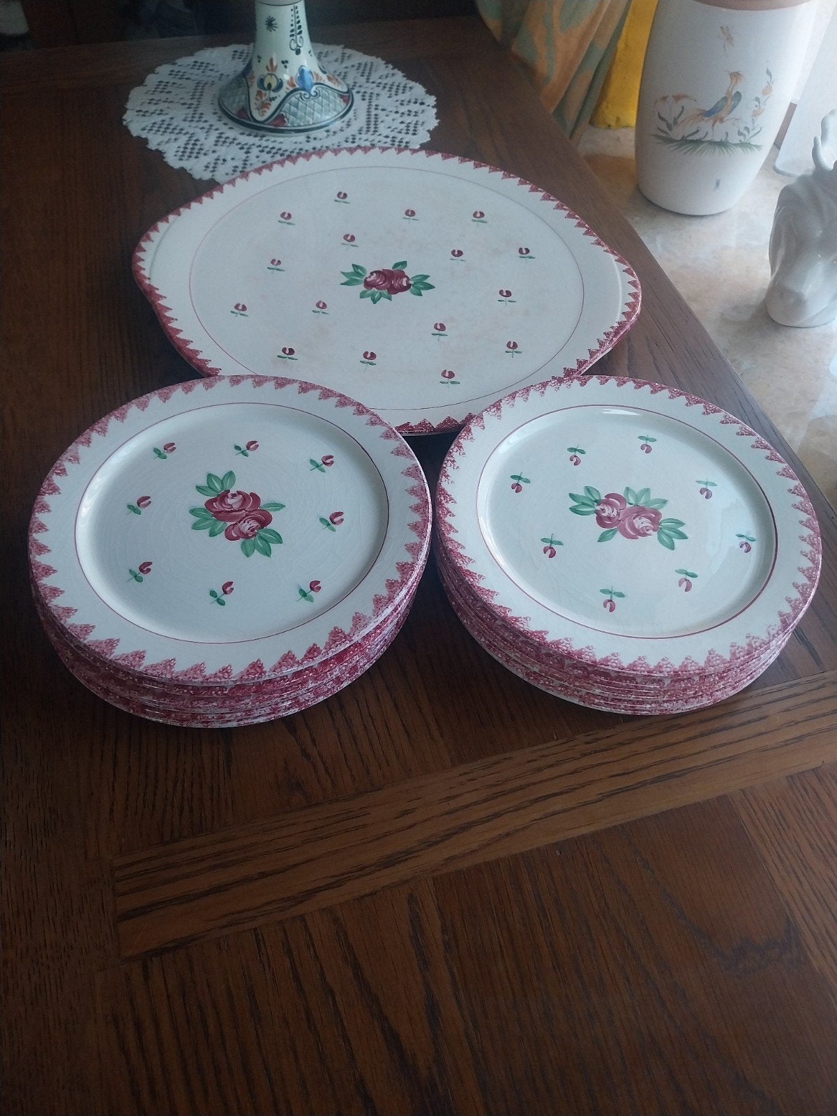 Ancien service à desserts/12 assiettes+plat/Longchamp france, Enlèvement