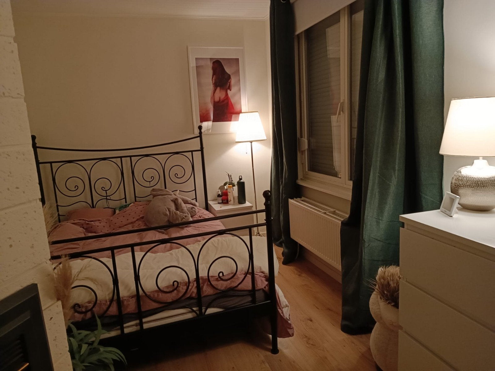 IKEA NORESUND bedframe 160x200  zwart+ houten lattenbodem, Enlèvement, Noir, Métal, 200 cm
