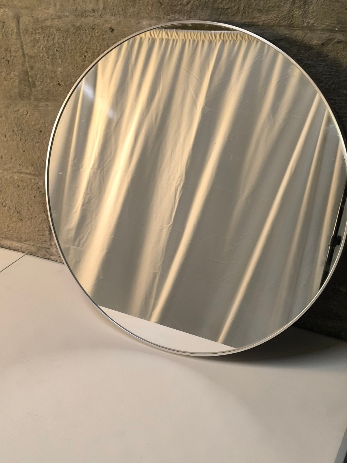 Grand miroir vintage en tricoté‑Durol en métal argenté 64 cm, Maison & Meubles, Accessoires pour la Maison | Miroirs, Enlèvement