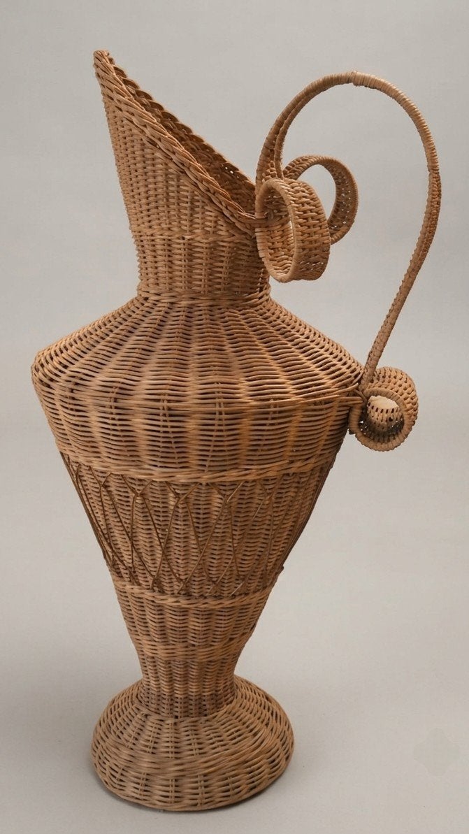 Grande amphore tressée, Vase, Matériau naturel, Brun, 66 cm