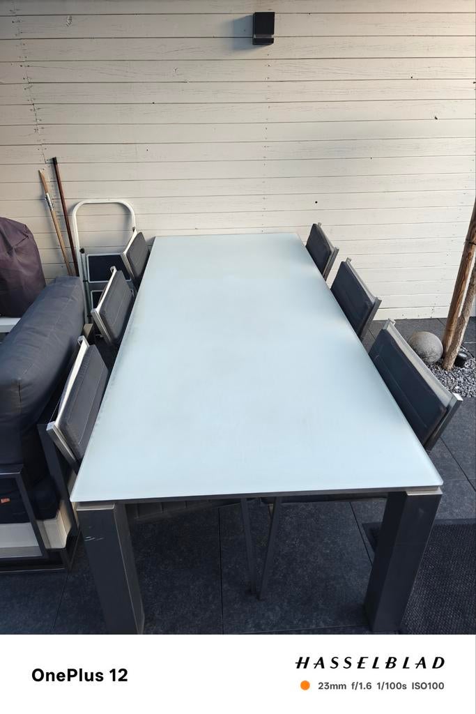 Terrastafel met 6 stoelen, Tuin en Terras, Ophalen, Inox