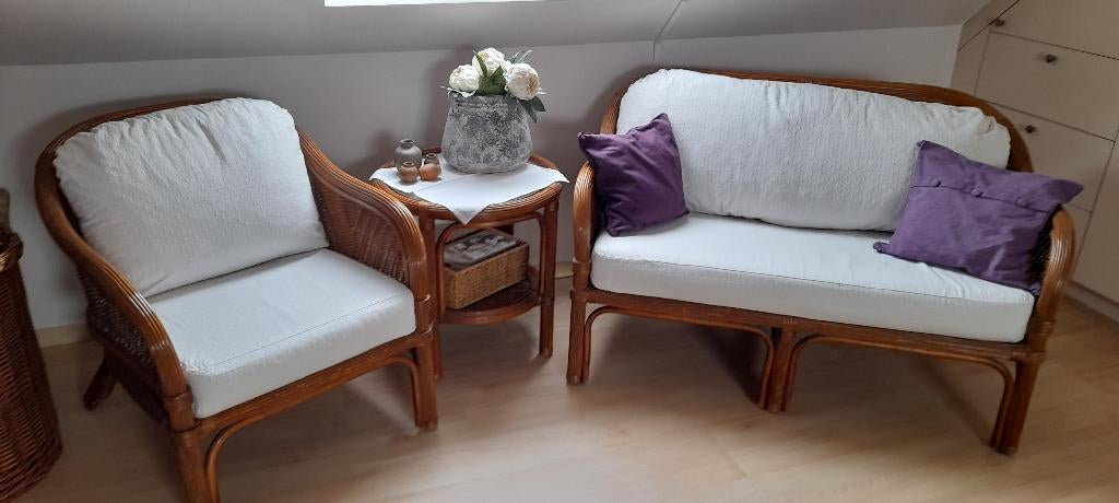 Rotan meubelen zithoekje, Huis en Inrichting, Ophalen, Zo goed als nieuw, Riet of Rotan, Klassiek stijlvol