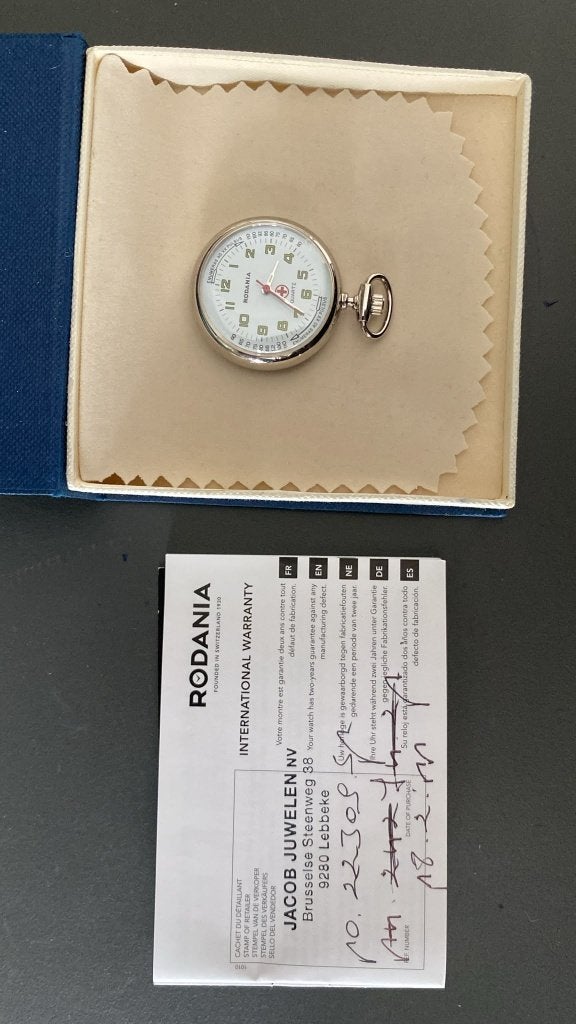 Zogenaamd “verpleegsterhorloge” van Rodania (nooit gedragen), Overige merken, Zakhorloge, Staal, Ophalen of Verzenden