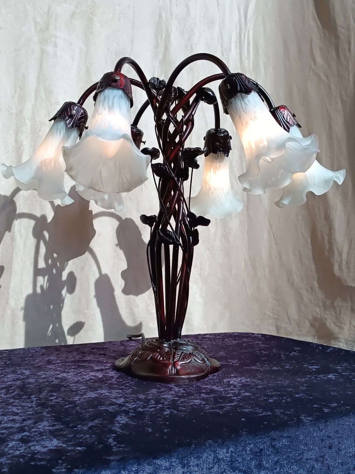 Lampe en verre Fravrille Art Nouveau Tiffany Lily, Antiquités & Art, Enlèvement ou Envoi
