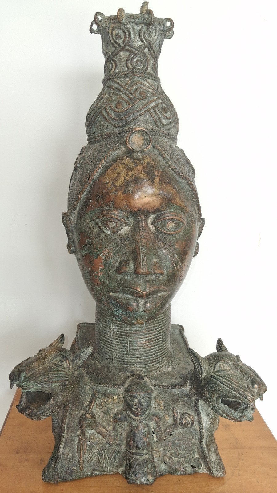 Groot bronzen beeld uit Benin, Antiek en Kunst, Kunst | Niet-Westerse kunst, Ophalen of Verzenden