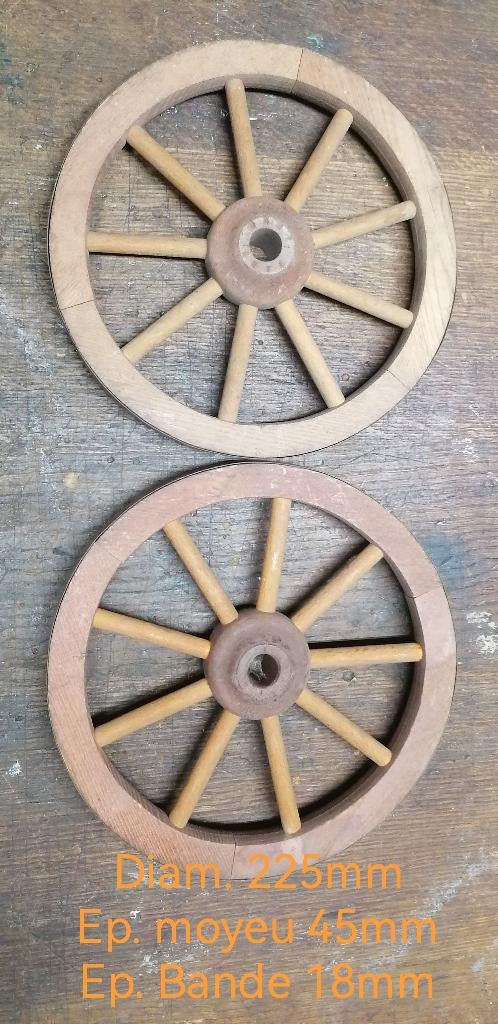 Roue en bois anciennnes, Envoi, Utilisé, Jouet à Pousser ou Tirer