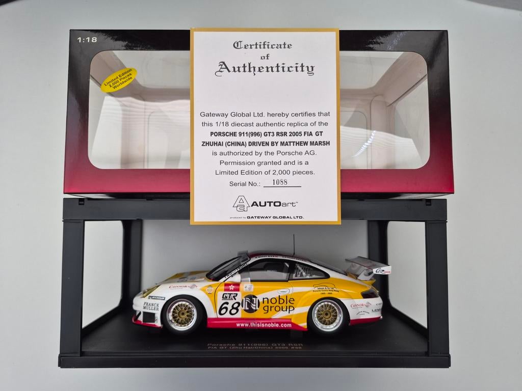 Pièce d'art de la voiture Porsche 911 (996) GT3 RSR 80582, Enlèvement ou Envoi, Comme neuf, Voiture, Autoart