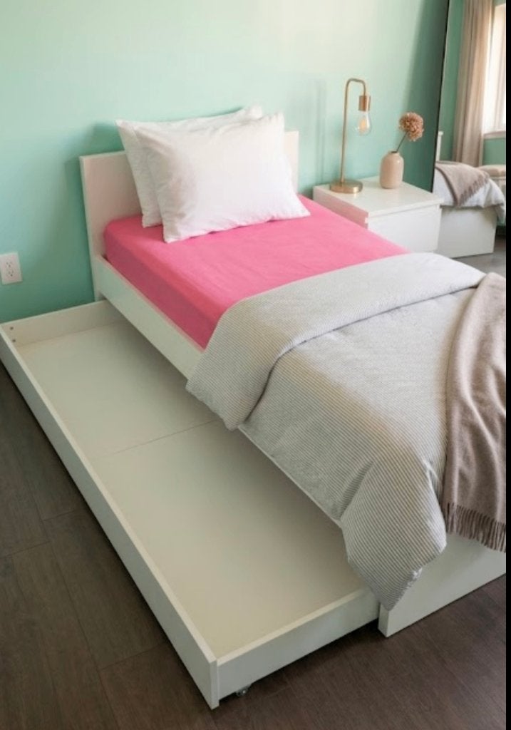 1-persoonsbed 90 x 200 met bedlade en lattenbodem, Huis en Inrichting, Gebruikt, 90 cm, Eenpersoons, Wit