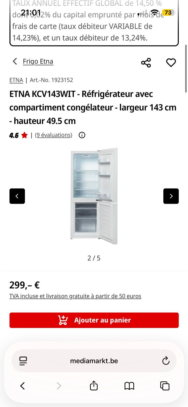Frigo congélateur, Enlèvement, Comme neuf, Avec compartiment congélateur