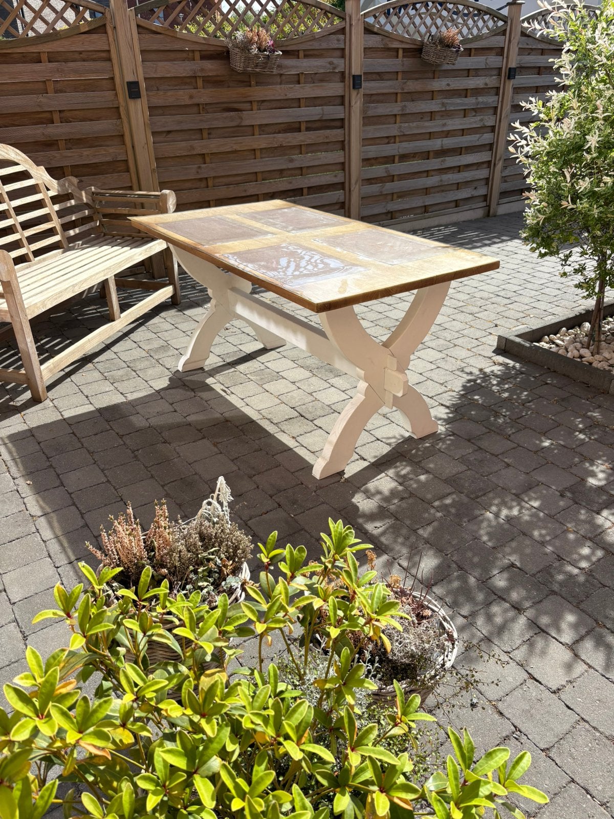 Table à manger en chêne, Jardin & Terrasse, Tables de pique-nique, Comme neuf, Enlèvement