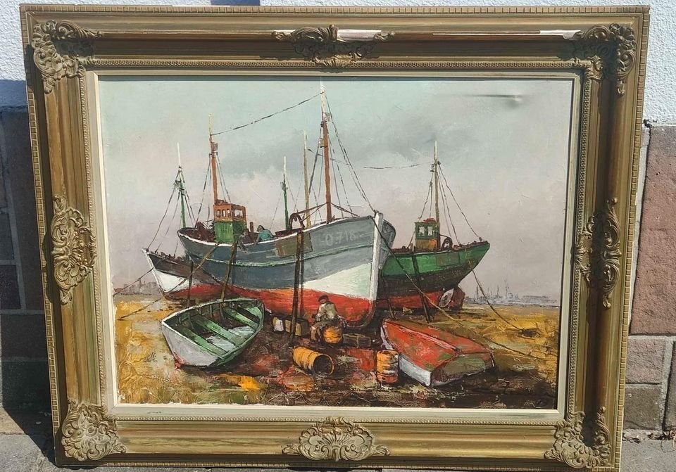 Huile sur toile bateau signe Jacques callaert, Enlèvement, Toile