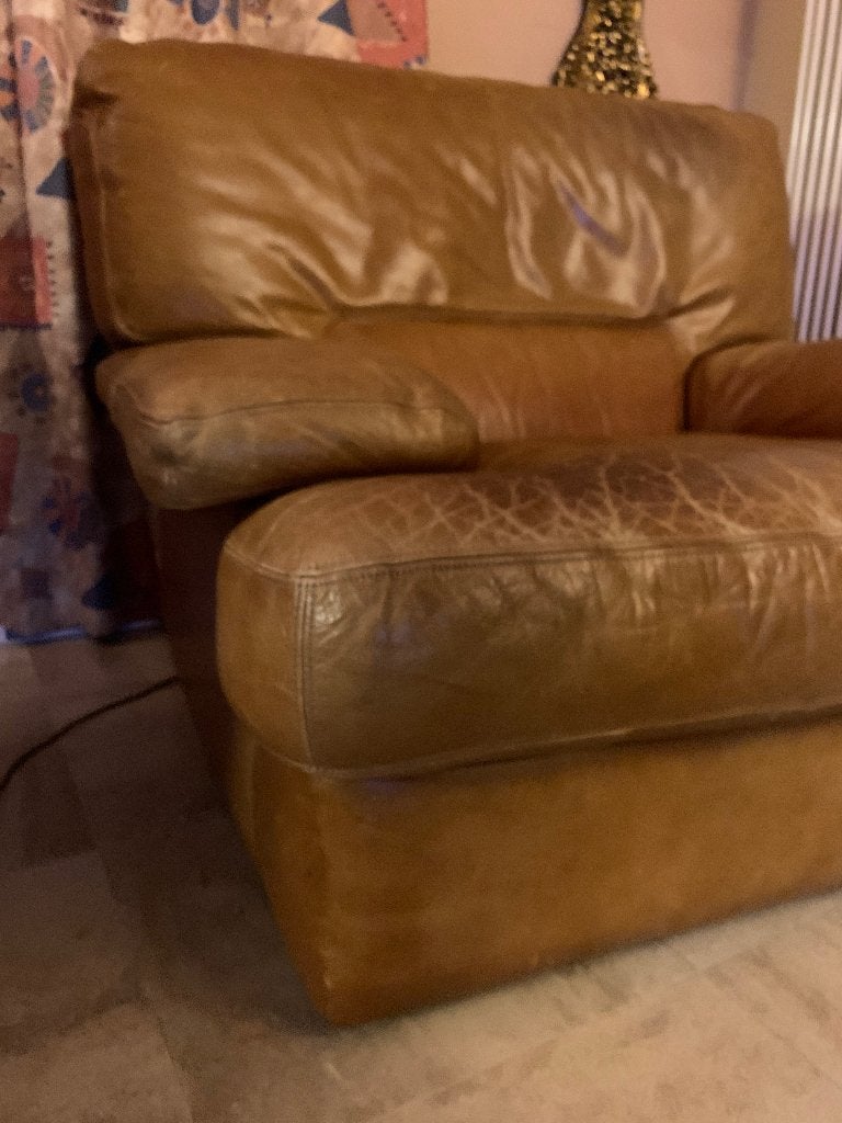 Twee leren zetels cognac 1/0,9m, Huis en Inrichting, Ophalen, Gebruikt, 75 tot 100 cm, Leer